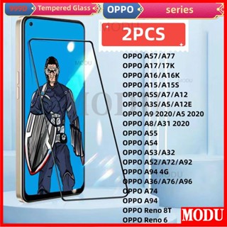 ฟิล์มกระจกนิรภัยกันรอยหน้าจอ ความละเอียดสูง สําหรับ OPPO A57 A77A1717K A16A16K A15 A15S A5S A7 A12 A3S A5 A12E A9 A8 A31 A55 A54 A53 A32 A52 A72 A92 A94 A36 A76 A96 F11 Reno 8 8T 6