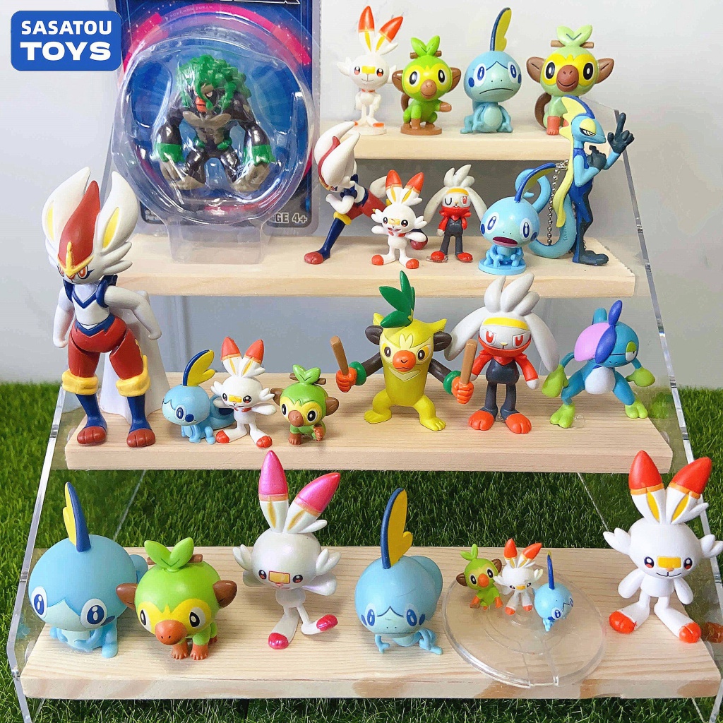 ของเล่นฟิกเกอร์ pokemon Scorbunny Raboot Cinderace Grookey Thwackey Rillaboom Sobble Drizzile Inteleon moncolle pokemon