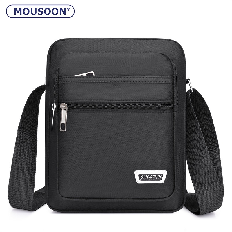 Mousoon Vertical Mens Messenger Bag กันน้ําผ้า Oxford ทนทานหลายกระเป๋า