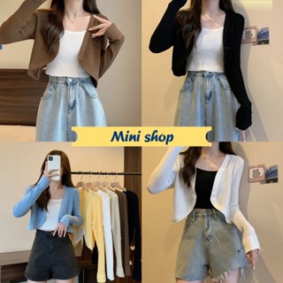 Mini shop🌸พร้อมส่ง🌸 (129-1) เสื้อคลุมแขนยาว ไหมพรม ดีเทลแขนจ…