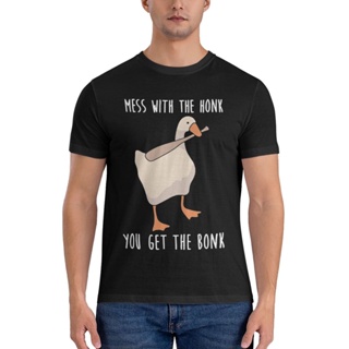 เสื้อยืด พิมพ์ลาย Untitled Goose Game Parody With The Honk You Get The Bonk สําหรับผู้ชาย