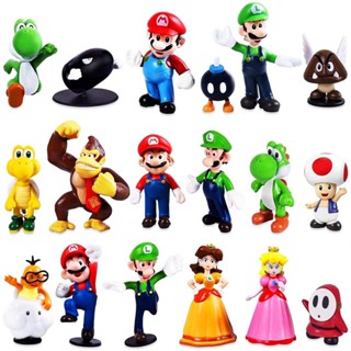 ของเล่นโมเดล Super Mario รุ่น 1 และ 2 แฮนด์เมด สําหรับตกแต่ง จํานวน 18 ชิ้น ต่อถุง