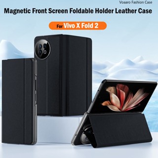 เคสโทรศัพท์มือถือหนัง ฝาพับแม่เหล็ก พร้อมขาตั้ง สําหรับ Vivo X Fold 2 X Fold2