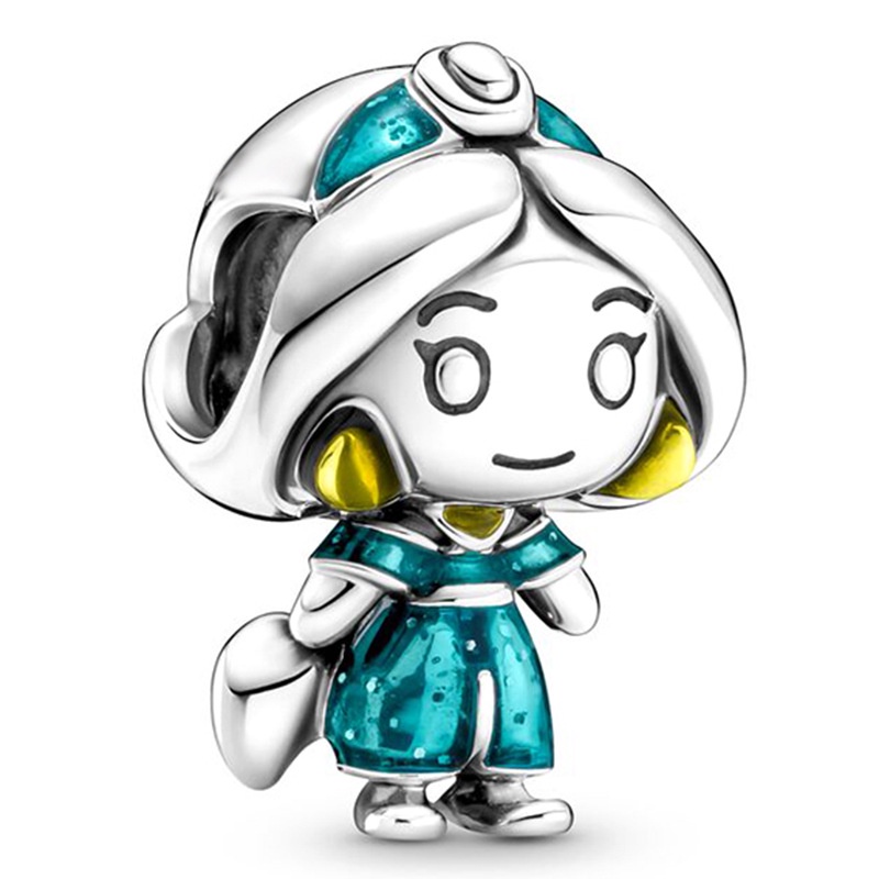 จี้ลูกปัด รูปการ์ตูนนางเงือก งู สีเงิน สําหรับทําเครื่องประดับ สร้อยข้อมือ เหมาะกับผู้หญิง และเด็ก