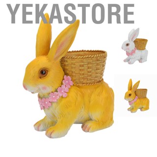 Yekastore Rabbit Flowerpot Resin Process Rabbit Ornament with Back  Outdoor Decoration for Courtyard Garden