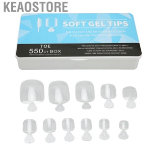 Keaostore False Toenail Tips  Multi Sizes Toenail Tips 550pcs Full Cover with Storage Box for Nail Salon