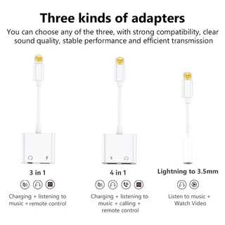 อะแดปเตอร์สายแปลงสำหรับ i-os สายแปลงต่อหูฟัง 3.5มม. พร้อมชาร์จไฟ for I-OS To Aux3.5 Adapter สายแปรงหูฟัง