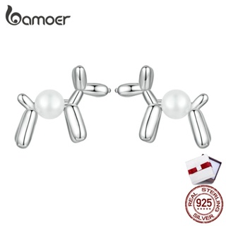 Bamoer Cute 925 Silver Elephant and Balloon Dog Earrings สําหรับผู้หญิง