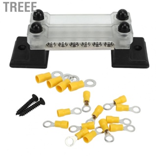 Treee Dual Bus Bar Distribution Block  Flame Retardant DC 12‑48V AC 110‑300v Power Distribution Block Safe To Use Transparent Cover with 16 Terminal for Cars