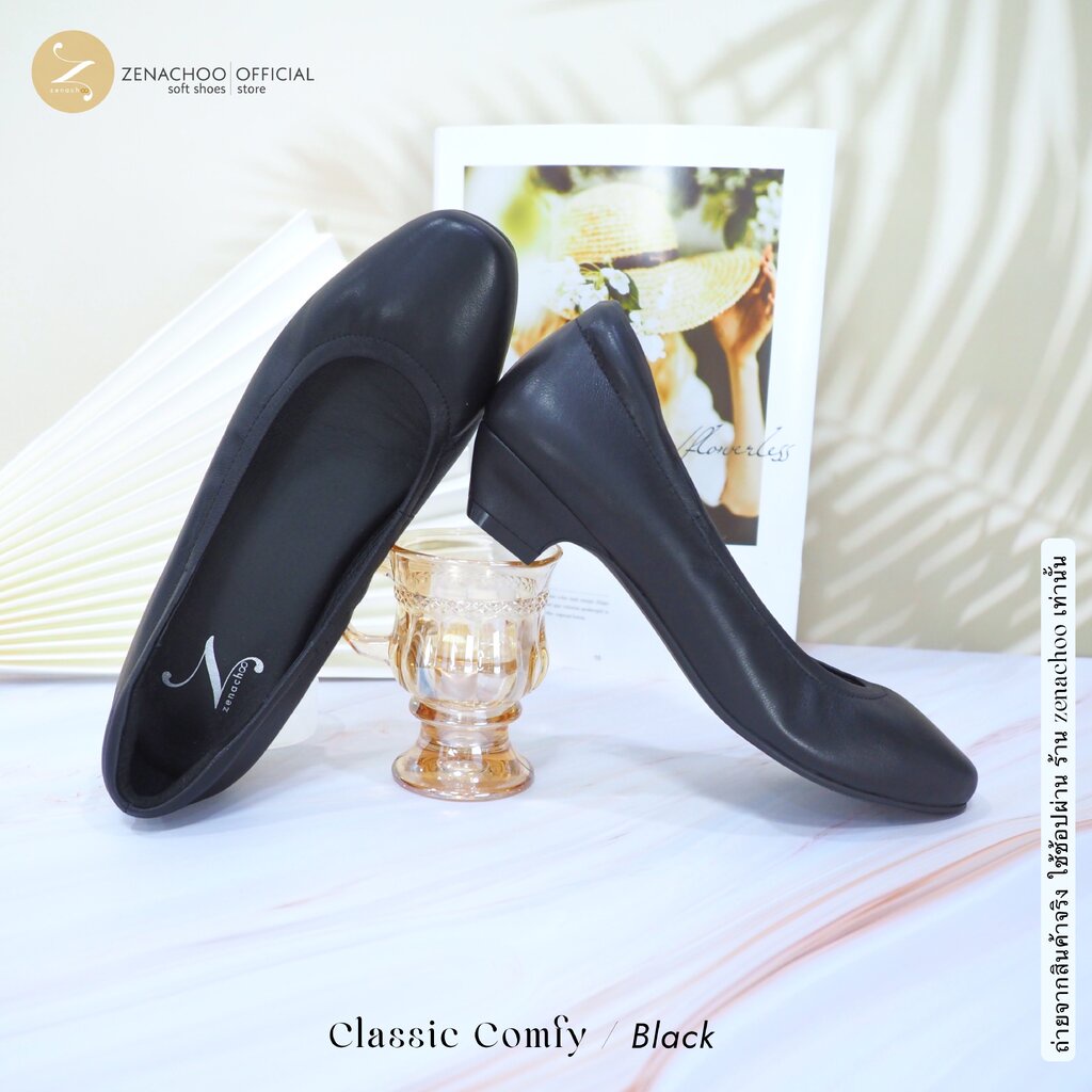 ทรงใหญ่ลด 1 ไซส์:เปลี่ยนไซส์ได้-ไม่รับคืน::รุ่นขายดี Zenachoo Classic Comfy สูง 1 นิ้ว รองเท้าหนังแกะแท้ หนังแกะนิ่ม ...