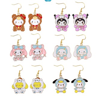 จี้ต่างหูโลหะ รูปการ์ตูนสัตว์ Kuromi My Melody HelloKitty Pochacco Cinnamoroll เครื่องประดับ สําหรับเด็กผู้หญิง [ZK]