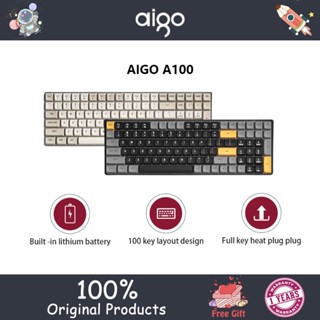 Aigo A100 คีย์บอร์ดไร้สาย แบบ Dual-mode