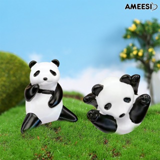 Ameesi ฟิกเกอร์เรซิ่น รูปแพนด้า 3D ขนาดเล็ก สําหรับตกแต่งบ้านตุ๊กตา สวน