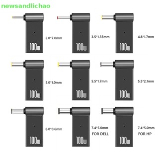 Newsandlichao แจ็คแปลงทริกเกอร์ โลหะผสมสังกะสี 100W 5A PD DC เป็น Type C Femal 5.5 7.4 พร้อมอะแดปเตอร์หัวไฟ สําหรับแล็ปท็อป Dell HP ASUS Nice