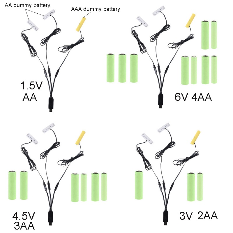 WU Universal 3in1 2AA + AAA Eliminator สายแหล่งจ่ายไฟ USB เปลี่ยน 1-4pcs AAA 1 5V สําหรับ CameraFfla