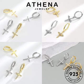 ATHENA JEWELRY แท้ เกาหลี แฟชั่น เงิน ต่างหู เครื่องประดับ ข้ามง่าย Silver หนีบ 925 ห่วง ตุ้มหู มอยส์ซาไนท์โกลด์ ต้นฉบับ ผู้หญิง เครื่องประดับ M093