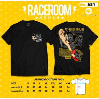 RACEROOM เสื้อยืดคอกลม สีดำ ไม่ย้วย Cotton100 OHLINS-231