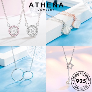 ATHENA JEWELRY เครื่องประดับ แท้ Silver ผู้หญิง เกาหลี ต้นฉบับ สร้อยคอ เรียบง่าย 925 เงิน จี้ เครื่องประดับ มอยส์ซาไนท์ไดมอนด์ แฟชั่น M046