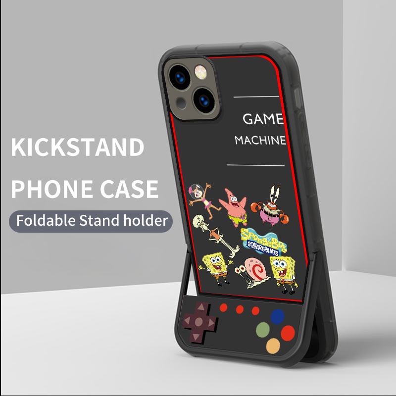 Kickstand สําหรับ Vivo Y02 Y19 Y20 Y77 Y78 V15 V20 V23e V25 V27e V29 T1 S1 Pro iQOO Z7 Z7x น่ารัก SpongeBob ซิลิโคนนุ่มกรณีคลุมทั้งหมด | Zj A035
