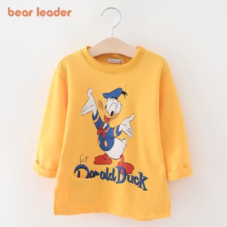 ชุดเดรสกันหนาว แขนยาว ลาย Donald Duck สําหรับเด็กผู้หญิง อายุ 3-7 ปี