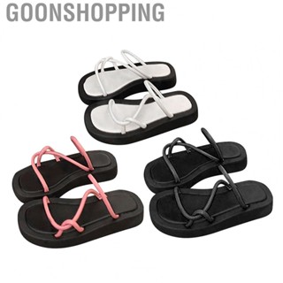 Goonshopping Women Sandal  Rubber Sole Prevent Slip Platform Comfortable Stylish Women Beach Sandals  for Summer for Party