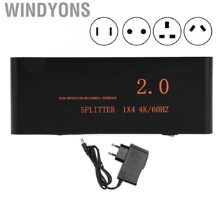 Windyons 1x4 HD Multimedia Interface Splitter 1 in 4 Out Full HD 3D AV Distributor Box for HD TV DVD  Projector 100‑240V new