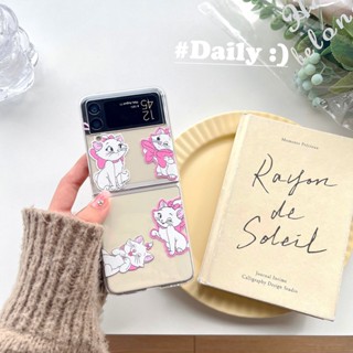 เคสโทรศัพท์มือถือแบบแข็ง กันกระแทก ลายการ์ตูนแมวมารีน่ารัก สําหรับ Samsung Galaxy Z Flip 4 5G Z Flip 3