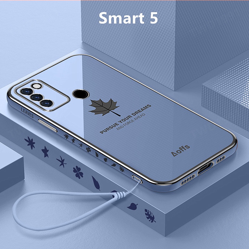 ปลอก Infinix Smart 5 เคสชุบฝาครอบใบเมเปิ้ลเคสโทรศัพท์ TPU แบบนุ่ม Infinix Smart 5