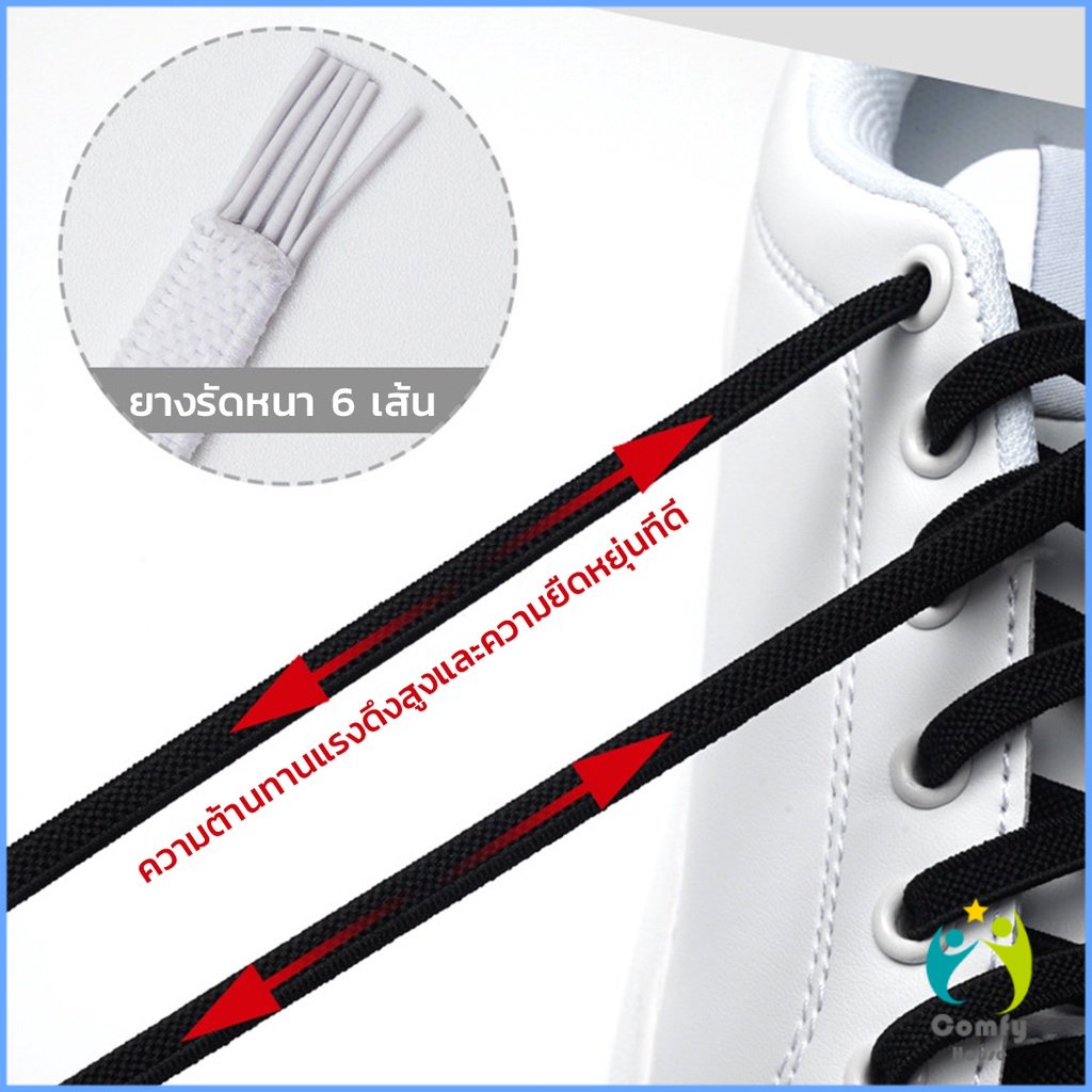 Comfy เชือกรองเท้ายืดหยุ่น แบบคลิปล๊อคไม่ต้องผูก สำหรับเด็ก ผู้ใหญ่ 1 คู่ shoelace