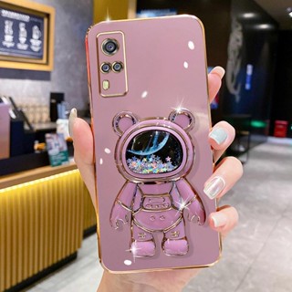 เคสโทรศัพท์มือถือ กันกระแทก ลายนักบินอวกาศ พร้อมขาตั้ง หรูหรา สําหรับ Vivo Y51 2020 Y31 2021 Y51A Y53S 4G V2030 V2036 V2031