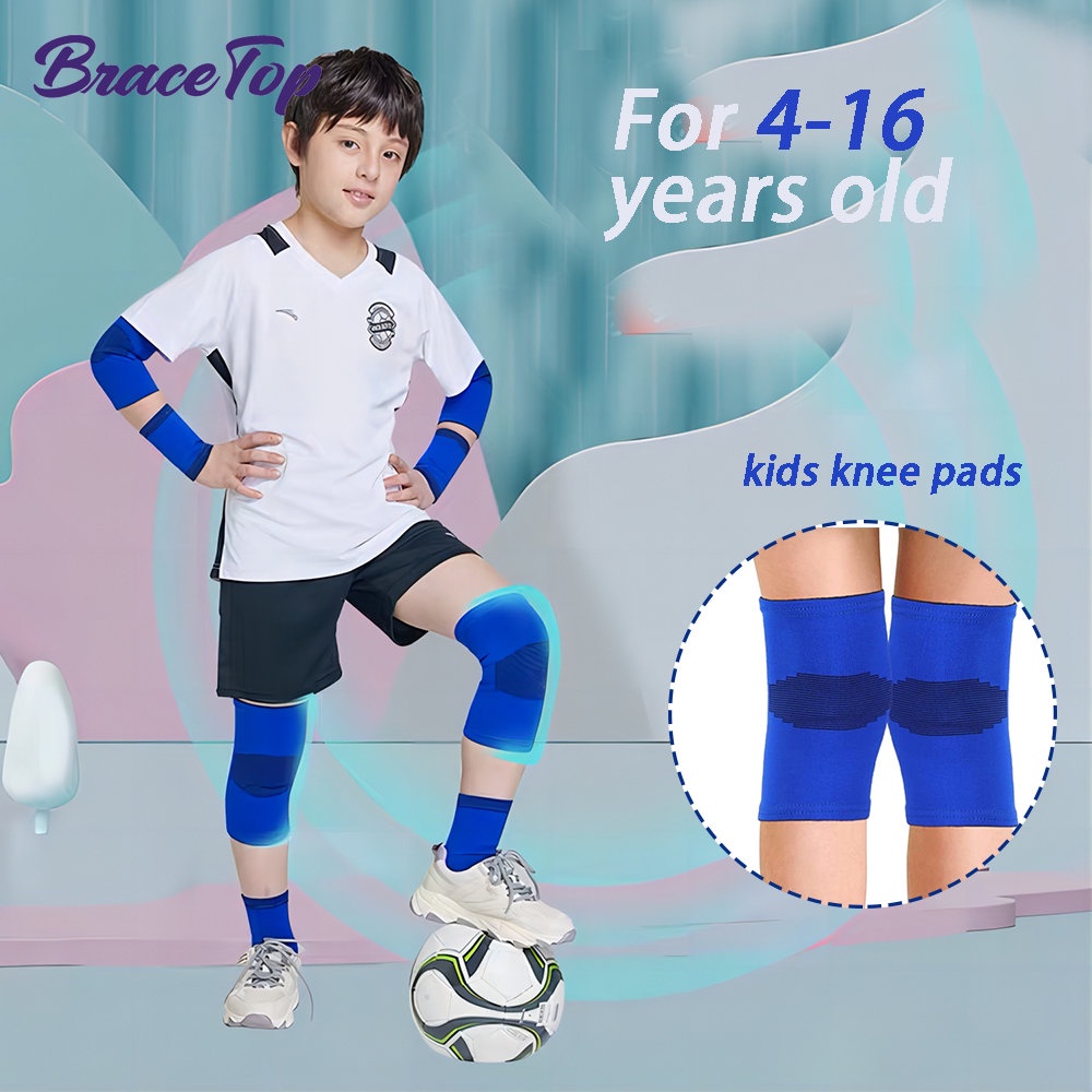 Bracetop สนับเข่าเด็ก 4-16 ปี สนับเข่า สําหรับกีฬาบาสเก็ตบอล วอลเลย์บอล ฟุตบอล บาสเก็ตบอล สําหรับเด็ก 1 คู่