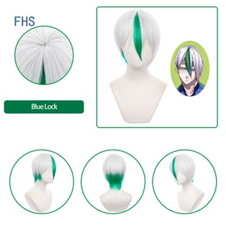 Fhs วิกผมสังเคราะห์ ทนความร้อน สั้น 30 ซม. สีฟ้า สําหรับคอสเพลย์ Ninja Eita Otoya Neo Egoist