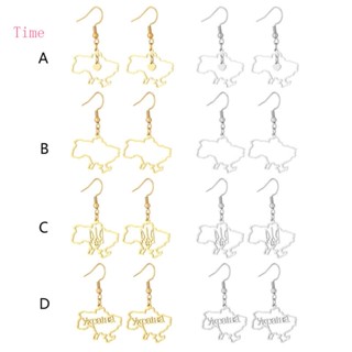 Time Unique ต่างหูห้อยจี้แผนที่กลวง สไตล์โบฮีเมียน วินเทจ เครื่องประดับสําหรับผู้หญิง วาเลนไทน์ D