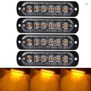 ไฟเตือนฉุกเฉิน LED 6 ดวง กันน้ํา สําหรับยานพาหนะ รถบรรทุก 4 ชิ้น