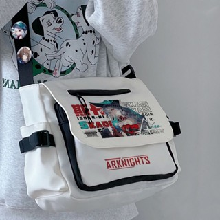 Arknights Anime Tomorrows Ark shoulder bag junior high school students female male crossbody large capacity bag hundred match silver gray hatred white order heavy Yue กระเป๋าสะพายไหล่