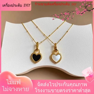 💖เครื่องประดับ DIY ขายส่ง💖สร้อยคอโซ่ ชุบทอง จี้รูปหัวใจ สองด้าน หรูหรา สไตล์ยุโรป อเมริกัน เรโทร[สร้อยคอ]