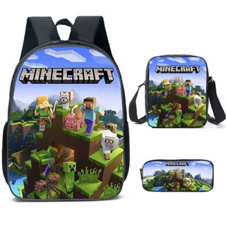 【พร้อมส่ง】Minecraft กระเป๋าเป้สะพายหลัง ลาย My World สําหรับนักเรียนประถม