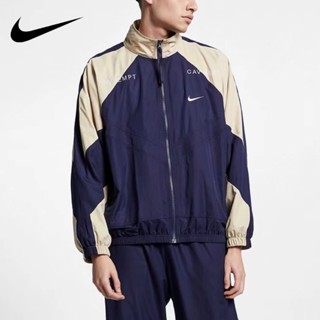 Nike ของแท้ 100% เสื้อแจ็กเก็ต มีฮู้ด ปักลาย ทรงหลวม สไตล์วินเทจ ไฮสตรีท แฟชั่นสําหรับผู้ชาย