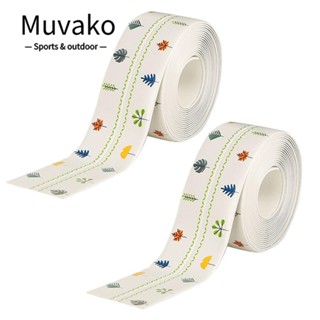 MUVAKO เทปกาวซีล PVC กันน้ํา 1.5 นิ้ว X 10.5 ฟุต สําหรับอ่างล้างหน้า ห้องน้ํา 2 แพ็ค