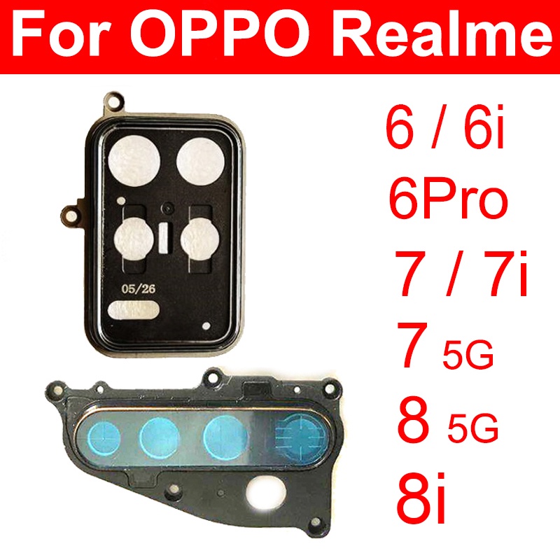ฝาครอบเลนส์กล้องด้านหลังสําหรับ Oppo Realme 6 Pro 6i 7 7i 8 5G 8i เลนส์กล้องด้านหลังและกรอบผู้ถือแหวนอะไหล่ซ่อม
