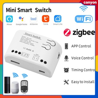 ตัวรับสัญญาณประตูโรงรถ Tuya Zigbee 1ch Rf Smart Switch Timing Schedule Setting Function App Remote Control Support Voice Control Works with Alexa/google Home canyon