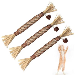  6PCS Wooden Polygonum Cat Mint Cat Toy Teeth Grinding Stick Cleaning Pet Teeth Pet Toy