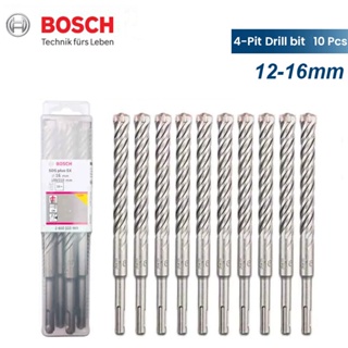 Bosch SDS ชุดดอกสว่านค้อน เส้นผ่าศูนย์กลาง 12 14 16 มม. อุปกรณ์เสริม สําหรับเจาะคอนกรีต Masonry 10 ชิ้น