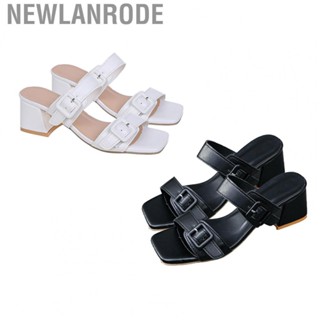 Newlanrode Summer Sandals  Soft Slip Resistant Adjustable Women Heeled Double Buckle for Club Female