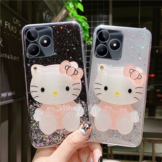 ใหม่ เคสโทรศัพท์มือถือ TPU นิ่ม แบบใส ลายการ์ตูนเฮลโลคิตตี้น่ารัก พร้อมกระจกแต่งหน้า สําหรับ Realme C53 2023 RealmeC53