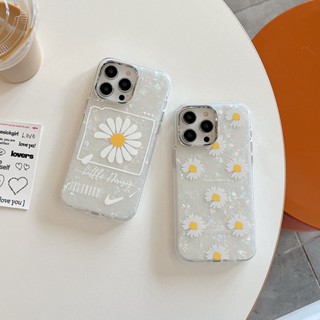 เคสป้องกันโทรศัพท์มือถือ ลายดอกเดซี่ สองด้าน สําหรับ iPhone 11 14 12 13 Pro Max