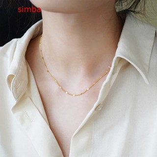 【Simba】สร้อยคอโซ่ จี้รูปคลื่นน้ํา สีทอง สไตล์มินิมอล แฟชั่นสําหรับผู้หญิง