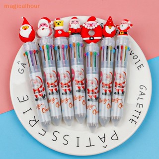 Magicalhour^^ ใหม่ ปากกาลูกลื่นเจล ลายการ์ตูนซานตาคลอส 6 สี สุ่มสี