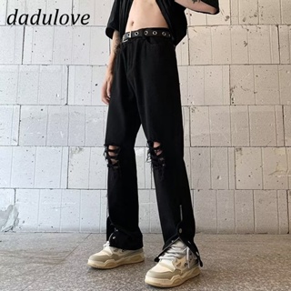 DaDulove💕 New American Ins High Street Hip Hop Ripped Jeans Womens Niche High Waist Straight Pants Trousers