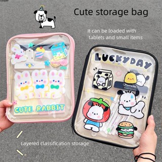 【ในการจัดส่ง】 Ins Wind Transparent 11 Inch Tablet Bag Girl Heart Cartoon Cute Waterproof Storage Bag Computer Bag